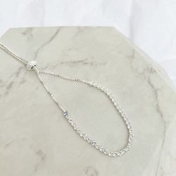 Pulseira Riviera Cristal Regulável Folheado em Pra... - IAIÁ Semijoias