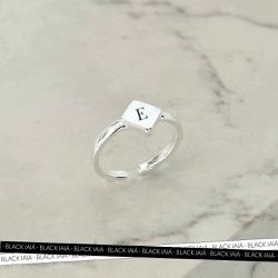 Anel Personalizável Losango Regulável Banhado a Pr... - IAIÁ Semijoias