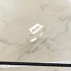 Anel Personalizável Retangular Regulável Banhado a... - IAIÁ Semijoias