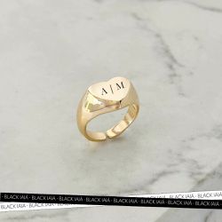 Anel de Dedinho Coração Personalizável Banhado a O... - IAIÁ Semijoias