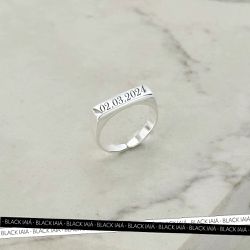 Anel de Dedinho Retangular Personalizável Banhado ... - IAIÁ Semijoias