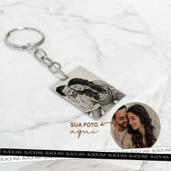 Chaveiro Quadrado Personalizado Aço Inoxidável - IAIÁ Semijoias