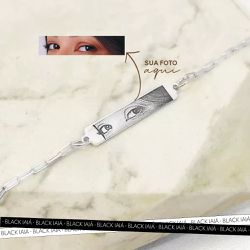 Pulseira Plaquinha Olhar Personalizada Folheado em... - IAIÁ Semijoias