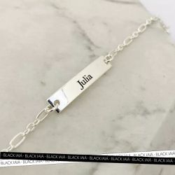 Pulseira Plaquinha Personalizada Infantil Folheado... - IAIÁ Semijoias