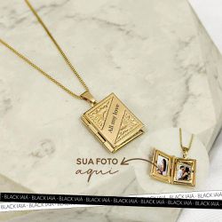 Colar Relicário Livro G Personalizado com Foto Ban... - IAIÁ Semijoias