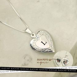 Colar Relicário Coração Personalizado com Foto Ban... - IAIÁ Semijoias