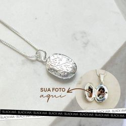 Colar Relicário Flower com Foto Banhado a Prata 92... - IAIÁ Semijoias