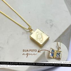 Colar Relicário Livro com Foto Banhado a Ouro 18k - IAIÁ Semijoias