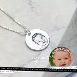 Colar Medalha M Personalizada Folheado em Prata 92 - IAIÁ Semijoias