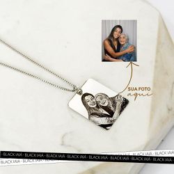 Colar Medalha Quadrada Personalizada Aço Inoxidáve... - IAIÁ Semijoias