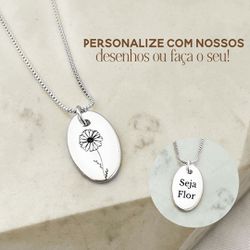 Colar Flower Personalizado Banhado a Prata 925 - IAIÁ Semijoias