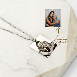 Colar Medalha Quadrada Personalizada Aço Inoxidáve... - IAIÁ Semijoias