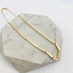 Colar Canutilhos Quadrados Folheado em Ouro 18k - IAIÁ Semijoias