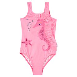 Maiô Kids Praia UV50+ Rosa Cavalo Marinho - Tip To... - Ia Ou