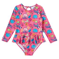 Body Kids Praia Manga Longa UV50+ Rosa Safari - Ti... - Ia Ou