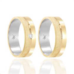 Par de Alianças de Moeda Diamantada - MA1239 - MA1... - Inova Jóias