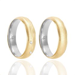 Par de Alianças de Moeda Foscas - MA1256 - MA1256 - Inova Jóias