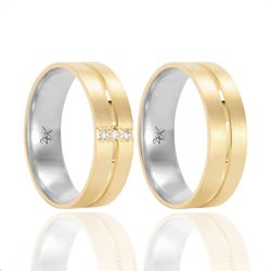 Par de Alianças de Moeda Diamantadas - MA1268 - MA... - Inova Jóias