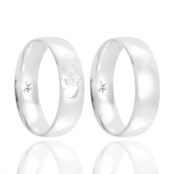 Par De Alianças Foscas Em Prata 950 Cravejada 24k8... - Inova Jóias