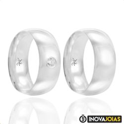 Par de Alianças Tradicionais de Namoro em Prata 95... - Inova Jóias