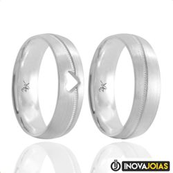 Par de Alianças de Namoro em Prata 950 - 24K09 - 2... - Inova Jóias