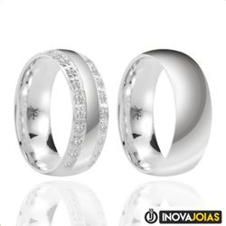Par de Alianças de Namoro em Prata 950 - 24K112 - ... - Inova Jóias