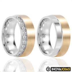 Par de Alianças de Namoro em Prata 950 com Capa de... - Inova Jóias