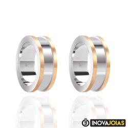 Par de Alianças de Namoro em Prata 950 Com Capa de... - Inova Jóias