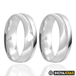 Par de Alianças de Namoro em Prata 950 - 24K12 - 2... - Inova Jóias