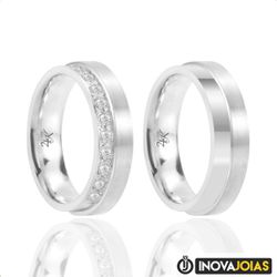 Par de Alianças de Namoro em Prata 950 - 24K121 - ... - Inova Jóias
