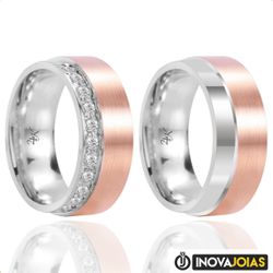 Par de Alianças de Namoro em Prata 950 Com Capa de... - Inova Jóias