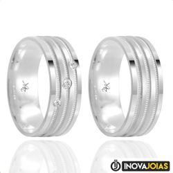 Par de Alianças de Namoro em Prata 950 - 24K13 - 2... - Inova Jóias