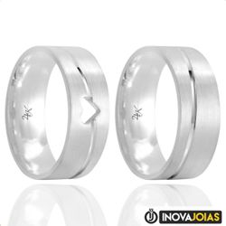 Par de Alianças de Namoro em Prata 950 - 24K16 - 2... - Inova Jóias