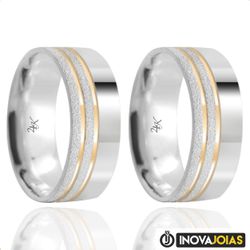 Par de Alianças de Namoro em Prata 950 - 24K17 - 2... - Inova Jóias
