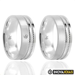 Par de Alianças de Namoro em Prata 950 - 24K18 - 2... - Inova Jóias