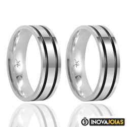 Par de Alianças de Namoro em Prata 950 - 24K21 - 2... - Inova Jóias