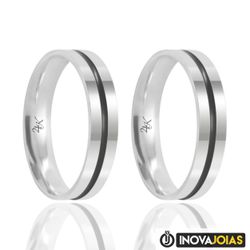 Par de Alianças de Namoro em Prata 950 - 24K22 - 2... - Inova Jóias