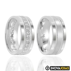 Par de Alianças de Namoro em Prata 950 - 24K23 - 2... - Inova Jóias