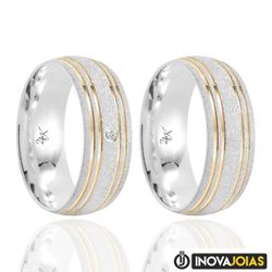 Par de Alianças de Namoro em Prata 950 - 24K24 - 2... - Inova Jóias