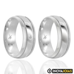 Par de Alianças de Namoro em Prata 950 - 24K25 - 2... - Inova Jóias