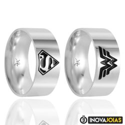 Par de Alianças de Namoro em Prata 950 - 24K27 - 2... - Inova Jóias