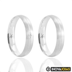 Par de Alianças de Namoro em Prata 950 - 24K36 - 2... - Inova Jóias