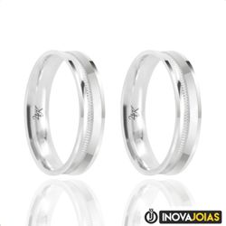 Par de Alianças de Namoro em Prata 950 - 24K40 - 2... - Inova Jóias
