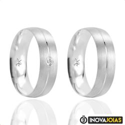 Par de Alianças de Namoro em Prata 950 - 24K43 - 2... - Inova Jóias