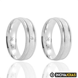 Par de alianças de namoro em Prata 950 - 24K44 - 2... - Inova Jóias