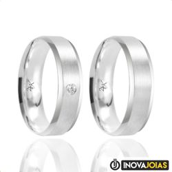 Par de Alianças de Namoro em Prata 950 - 24K45 - 2... - Inova Jóias
