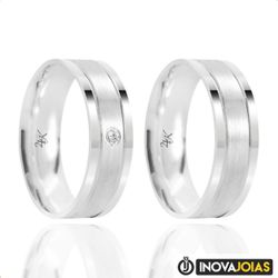 Par de Alianças de Namoro em Prata 950 - 24K47 - 2... - Inova Jóias