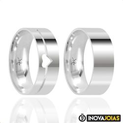 Par de Alianças de Namoro em Prata 950 - 24K49 - 2... - Inova Jóias