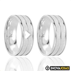 Par de Alianças de Namoro em Prata 950 - 24K53 - 2... - Inova Jóias