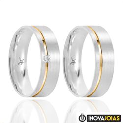 Par de Alianças de Namoro em Prata 950 - 24K55 - 2... - Inova Jóias